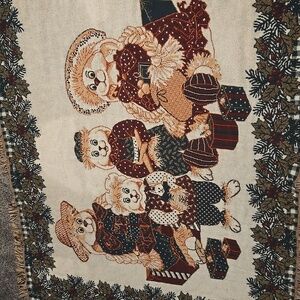 Goodwin Weavers Vintage Bunny Family Tapestry Blanket